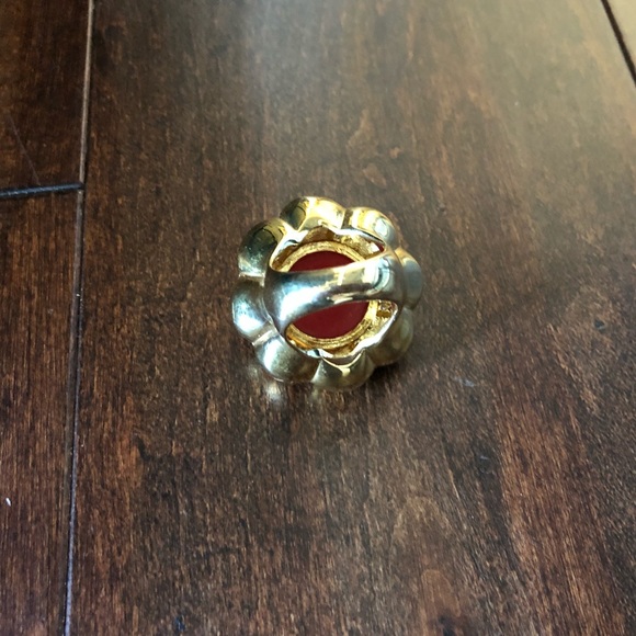 Gold and red stone ring - Picture 3 of 6